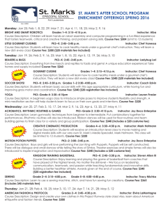 After School Enrichment Schedules