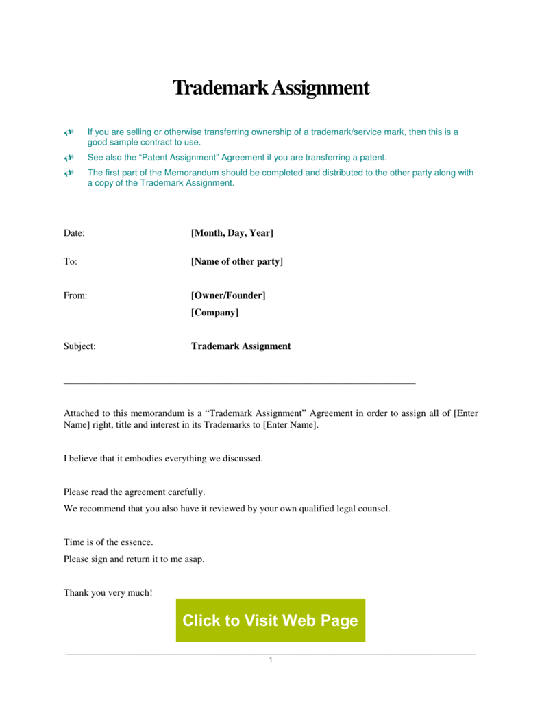 Trademark Assignment Agreement In trademark assignment agreement template