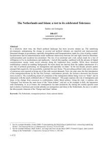 The Netherlands and Islam: a test to its celebrated Tolerance