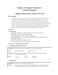 Chapter 18 Organic Chemistry I: The Hydrocarbons