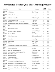 Accelerated Reader Quiz List - Reading Practice