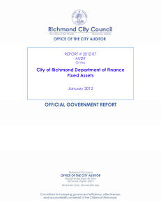 Fixed Assets - City of Richmond