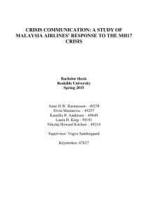 crisis communication: a study of malaysia airlines' response to the