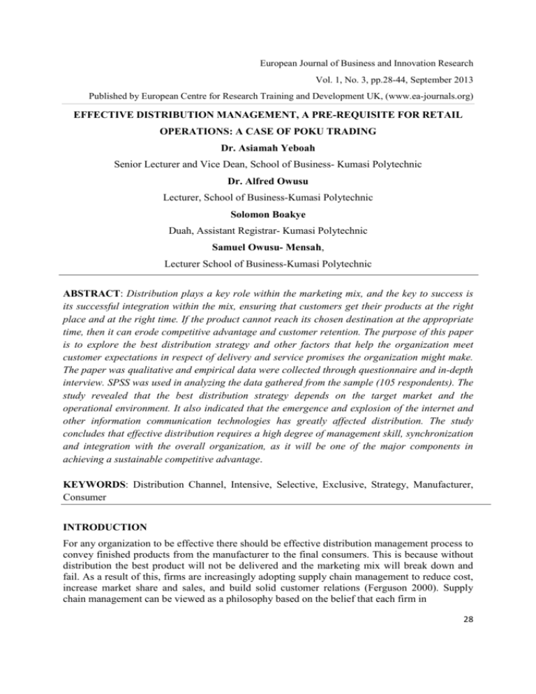 research paper on distribution management