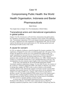 the World Health Organisation, Indonesia and Baxter Pharmaceuticals