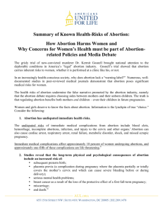 Summary of Known Health-Risks of Abortion
