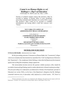 Comm'n on Human Rights ex rel. Hollinger v. Dep't of Education