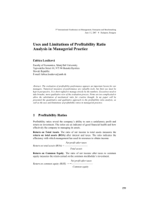 Uses and Limitations of Profitability Ratio Analysis in Managerial