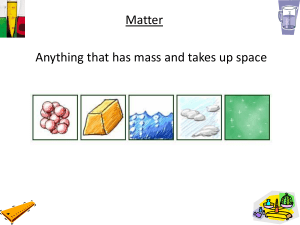 Matter Anything that has mass and takes up space
