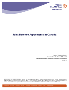 Joint Defence Agreements in Canada