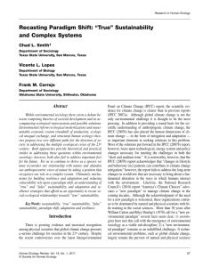 “True” Sustainability and Complex Systems