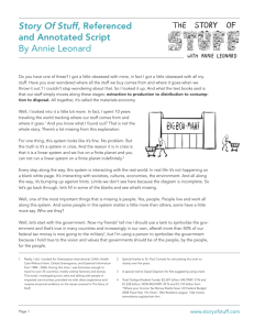 Story Of Stuff, Referenced and Annotated Script By Annie Leonard