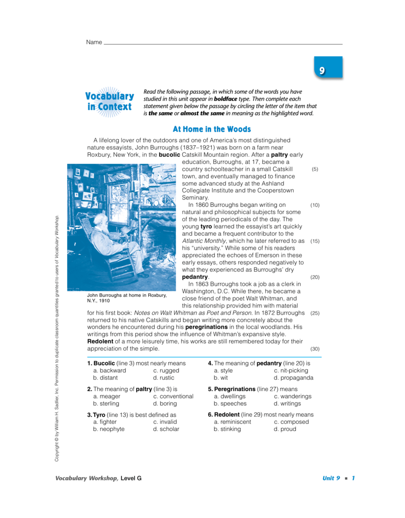 vocab workshop level c unit 9 answers