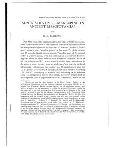 ADMINISTRATIVE TIMEKEEPING IN ANCIENT MESOPOTAMIA*