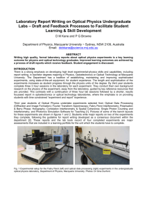 Laboratory Report Writing on Optical Physics Undergraduate