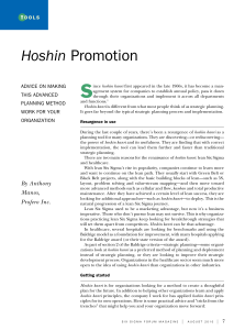 Hoshin Promotion - Hoshin Kanri: Visual Strategic Planning