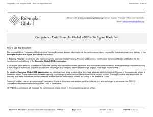 Competency Unit: Exemplar Global – SSB – Six Sigma Black Belt