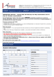 CSSA Programme 1,2 and 3 UNISA Annual Registration Form