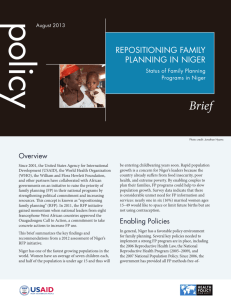Repositioning Family Planning in Niger: Status of Family Planning