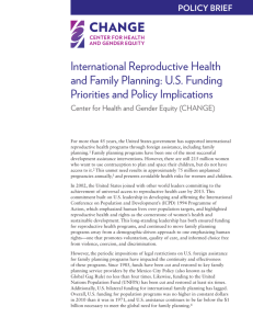International Reproductive Health and Family Planning: US Funding