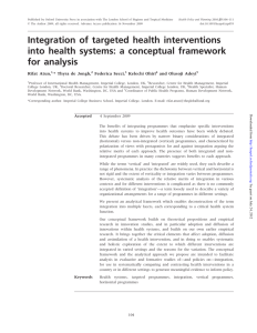 Integration of targeted health interventions into health systems: a