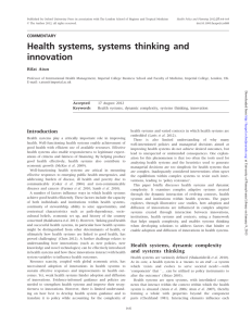 Health systems, systems thinking and innovation