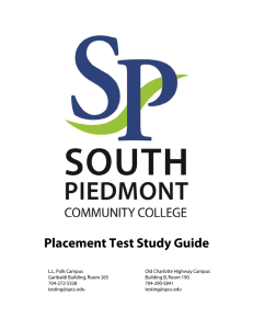 Placement Test Study Guide - South Piedmont Community College