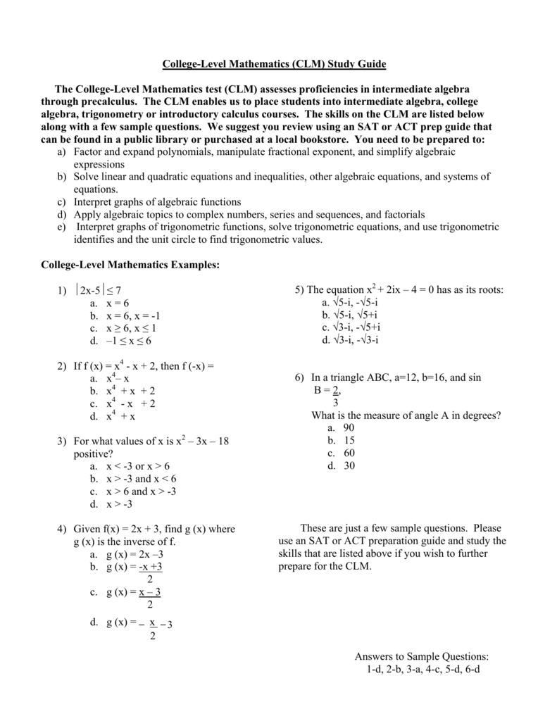 college-level-math-study-guide