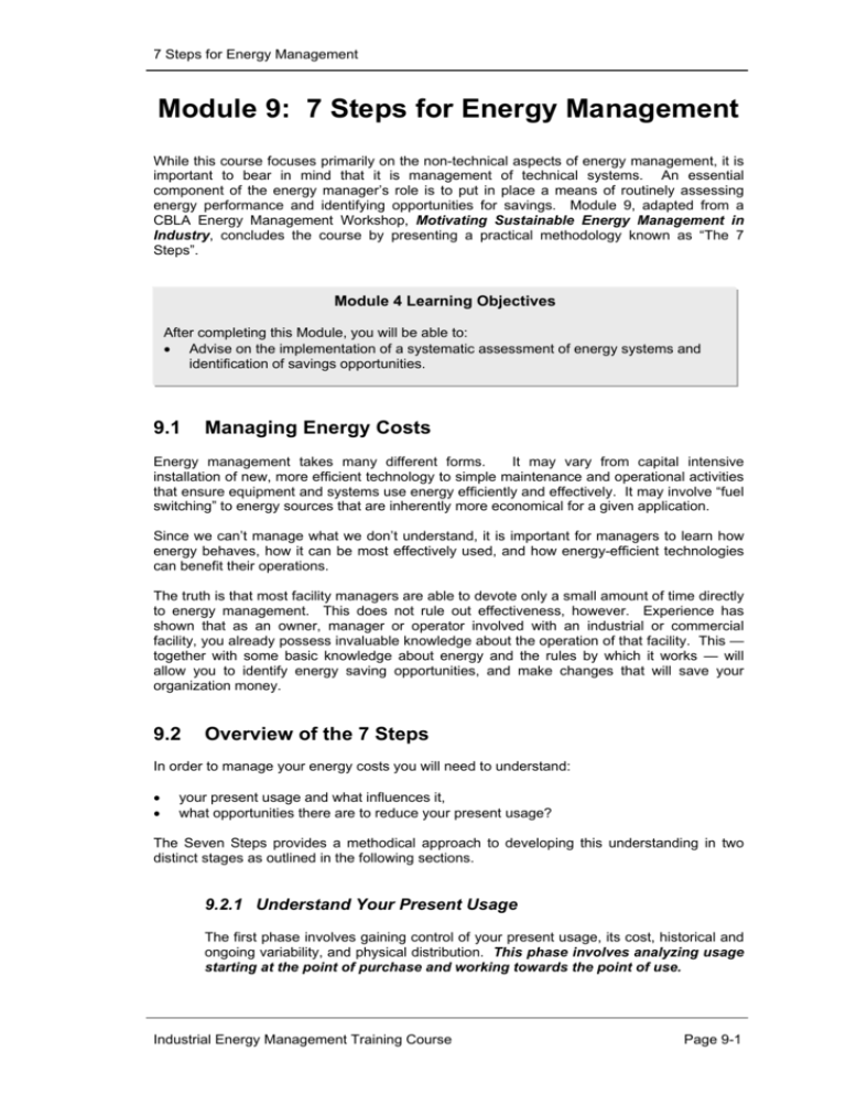 Module 9 7 Steps for Energy Management