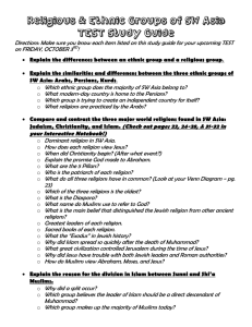 Religions & History of SW Asia TEST Study Guide