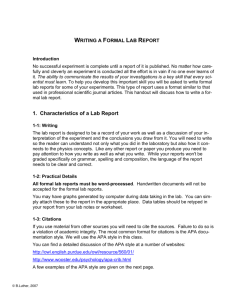 1. Characteristics of a Lab Report