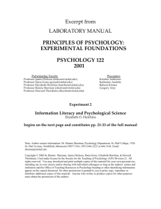 Lab Manual Experiment 2 - Society for the Teaching of Psychology