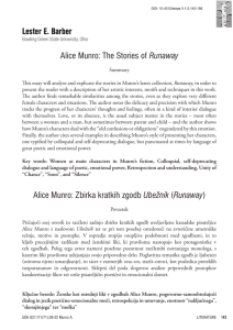 Lester E. Barber: ALICE MUNRO: THE STORIES OF RUNAWAY