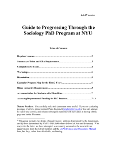 Guide to Progressing Through the Sociology PhD Program at NYU1