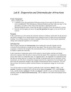 Lab 8. Evaporation and Intermolecular Attractions