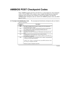 AMIBIOS POST Checkpoint Codes