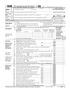 2005 Form 1040 - Tax History Project