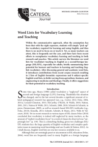 Word Lists for Vocabulary Learning and Teaching