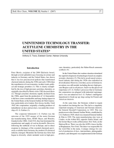 unintended technology transfer: acetylene chemistry in the united