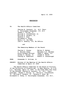 April 13, 2000 MEMORANDUM TO: The Health Affairs Committee