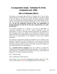 Schedule VI of the Companies Act, 1956. Old v/s Revised
