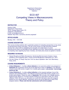 ECO 407 Competing Views in Macroeconomic Theory and Policy