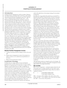 LESSON 27: PORTFOLIO MANAGEMENT