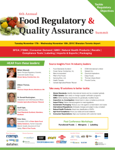 - 6th Annual Food Regulatory and Quality Assurance