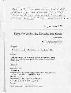 Experiment 13 Diffusion in Solids, Liquids, and Gases