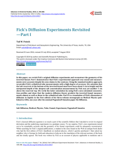 Fick's Diffusion Experiments Revisited—Part I