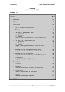 Chapter 14 Leases: Lessor Accounting Reference: IAS 17 Contents