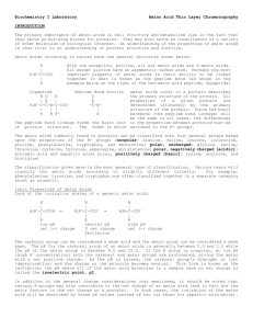 Biochemistry I Laboratory Amino Acid Thin Layer Chromatography