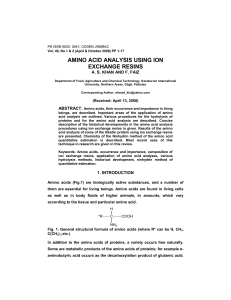amino acid analysis using ion exchange resins