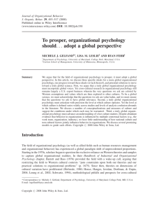 To prosper, organizational psychology should... adopt a global